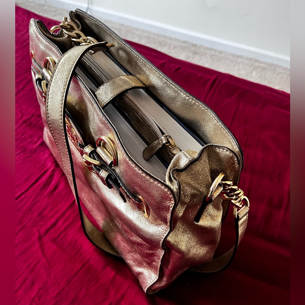 MICHAEL KORS EST. 1981 HAMILTON bag LARGE EW TOTE in Gold LEATHER , Satchel